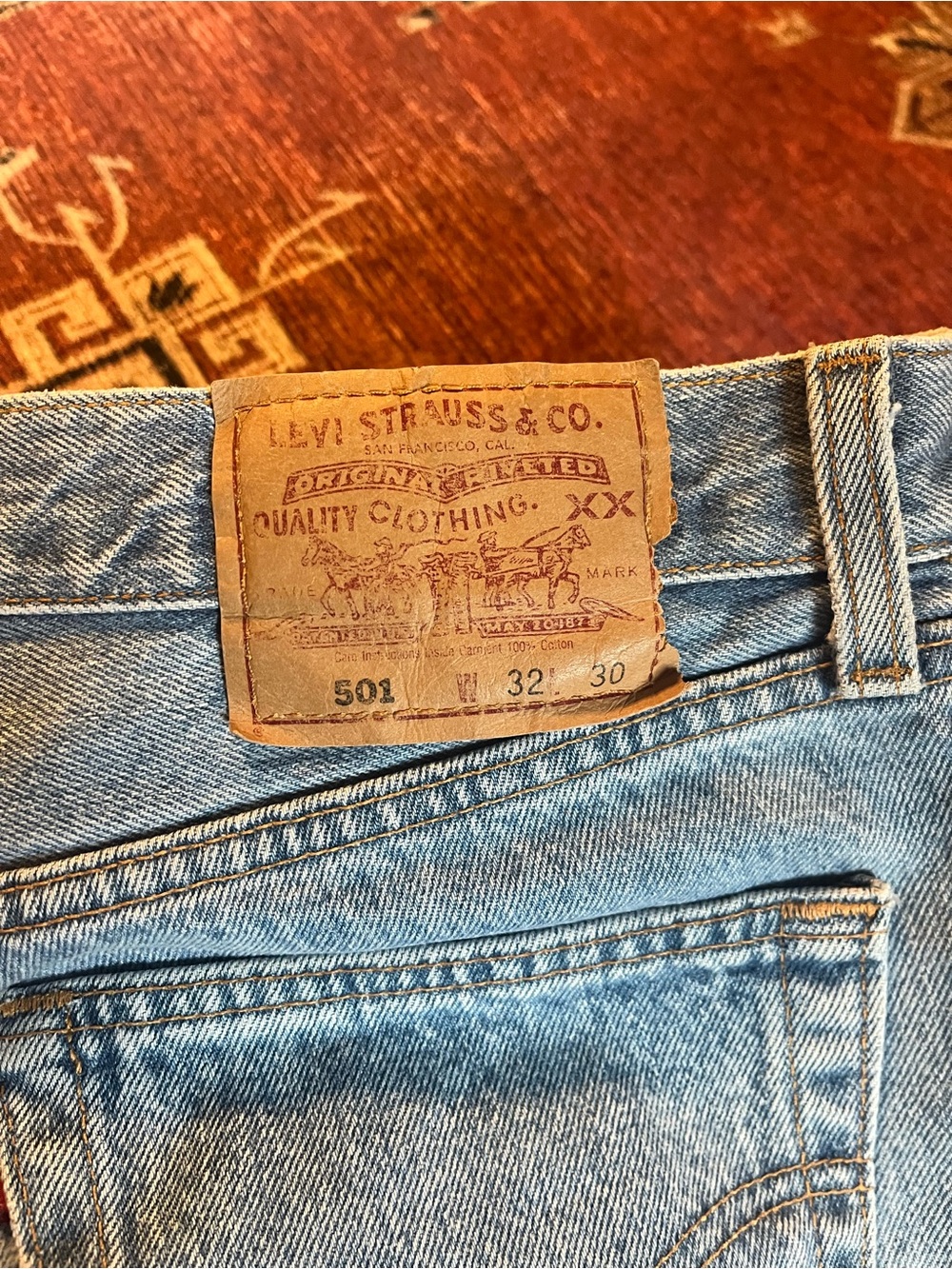 Vintage 90s Levi's 501 Light Blue Denim Jeans 32x30